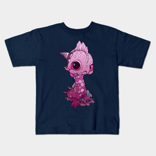 Wee Pink Baby Sea Monster Kids T-Shirt by Bitty Bitey Ones